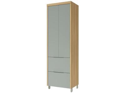 Paneleiro Duplo 2 Portas 2 Gavetões Nesher Marquesa Amadeirado Nature e Verde