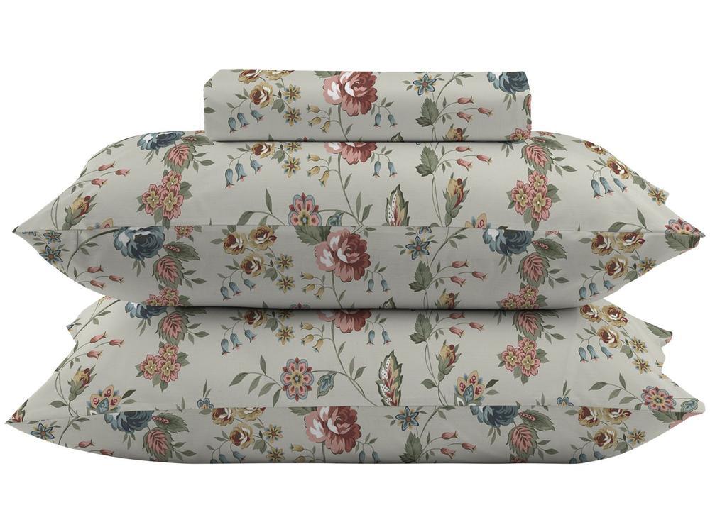 Jogo de Cama Casal 100% algodão Camesa 120 fios Super Cotton Botânica Bege 3 Peças - 1