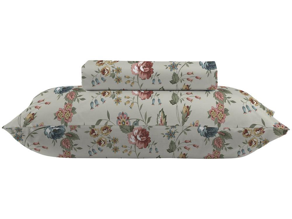 Jogo de Cama Solteiro 100% algodão Camesa 120 fios Super Cotton Botânica Bege 2 Peças - 1