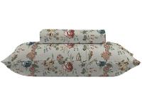 Jogo de Cama Solteiro 100% algodão Camesa 120 fios Super Cotton Botânica Bege 2 Peças - 1