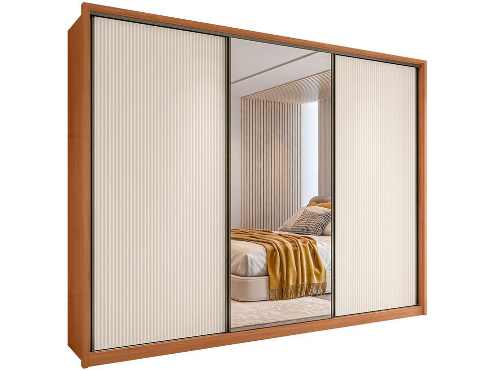 Guarda-roupa Casal com Espelho 6 Gavetas 3 Portas de Correr Caemmun Spazio - 5
