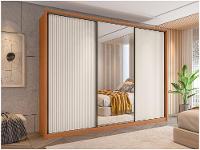 Guarda-roupa Casal com Espelho 6 Gavetas 3 Portas de Correr Caemmun Spazio - 1