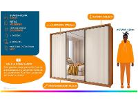 Guarda-roupa Casal com Espelho 6 Gavetas 3 Portas de Correr Caemmun Spazio - 2