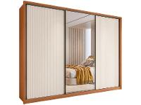 Guarda-roupa Casal com Espelho 6 Gavetas 3 Portas de Correr Caemmun Spazio - 5