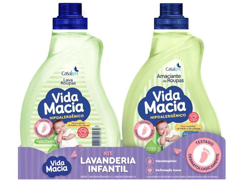 Kit Sabão e Amaciante Casakm Vida Macia Kit Lavanderia Infantil 1L - 1