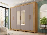 Guarda-roupa de Casal com Espelho 4 Gavetas 6 Portas Caemmun Éden - 1