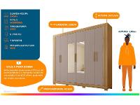Guarda-roupa de Casal com Espelho 4 Gavetas 6 Portas Caemmun Éden - 2