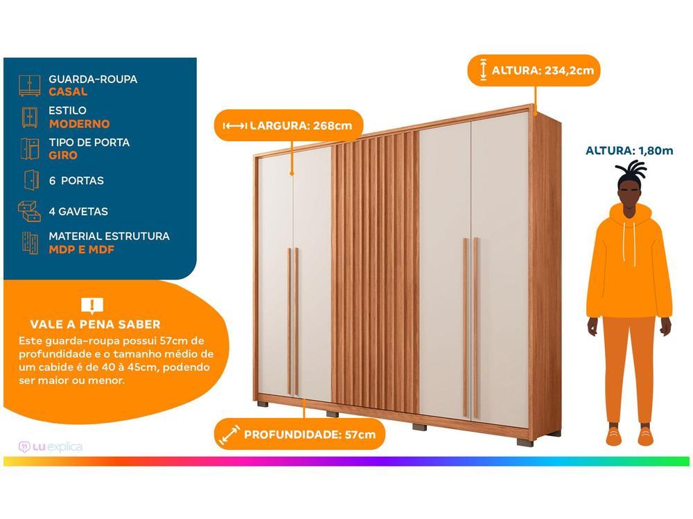 Guarda-roupa Casal 4 Gavetas 6 Portas Caemmun New Comodus - 2