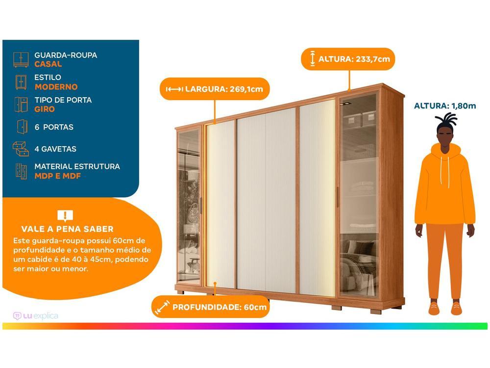 Guarda-roupa Casal 4 Gavetas 6 Portas Caemmun Tela - 3