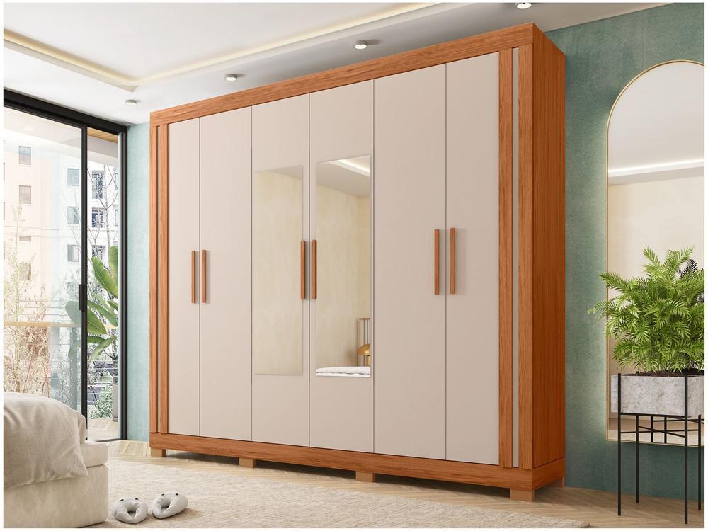 Guarda-roupa Casal com Espelho 4 Gavetas 6 Portas Caemmun Éden - 1