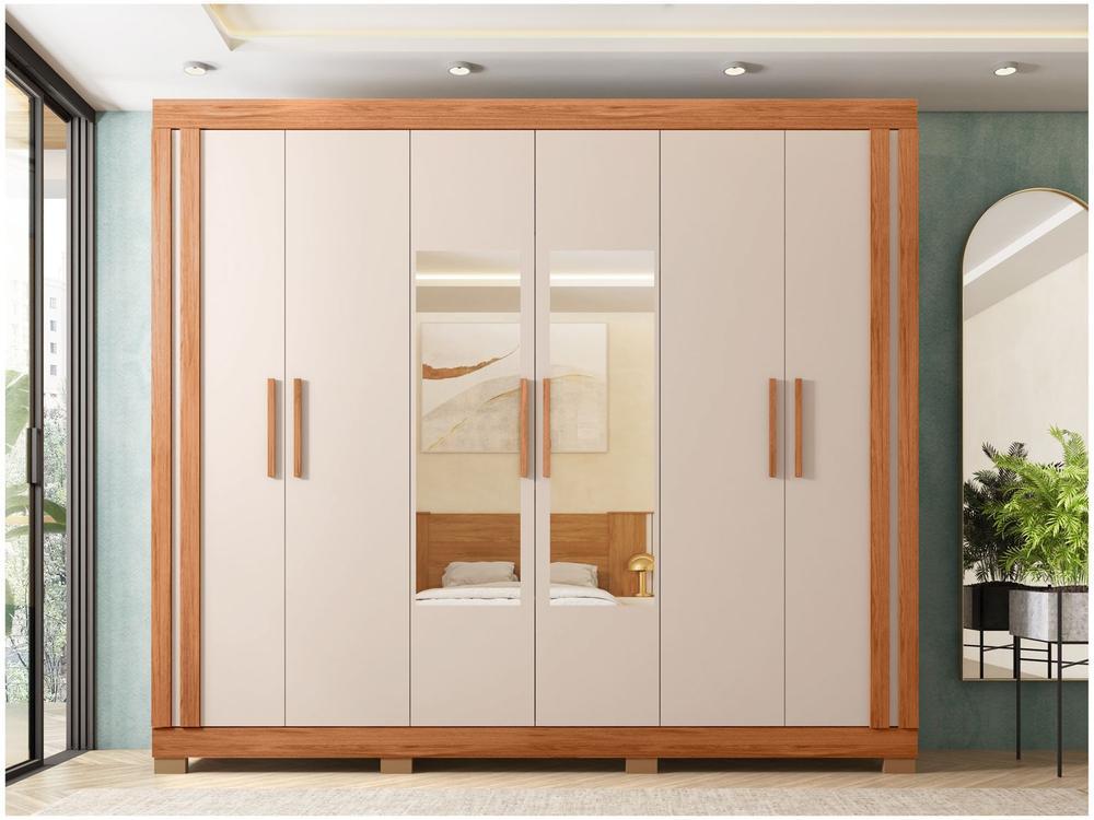 Guarda-roupa Casal com Espelho 4 Gavetas 6 Portas Caemmun Éden - 4