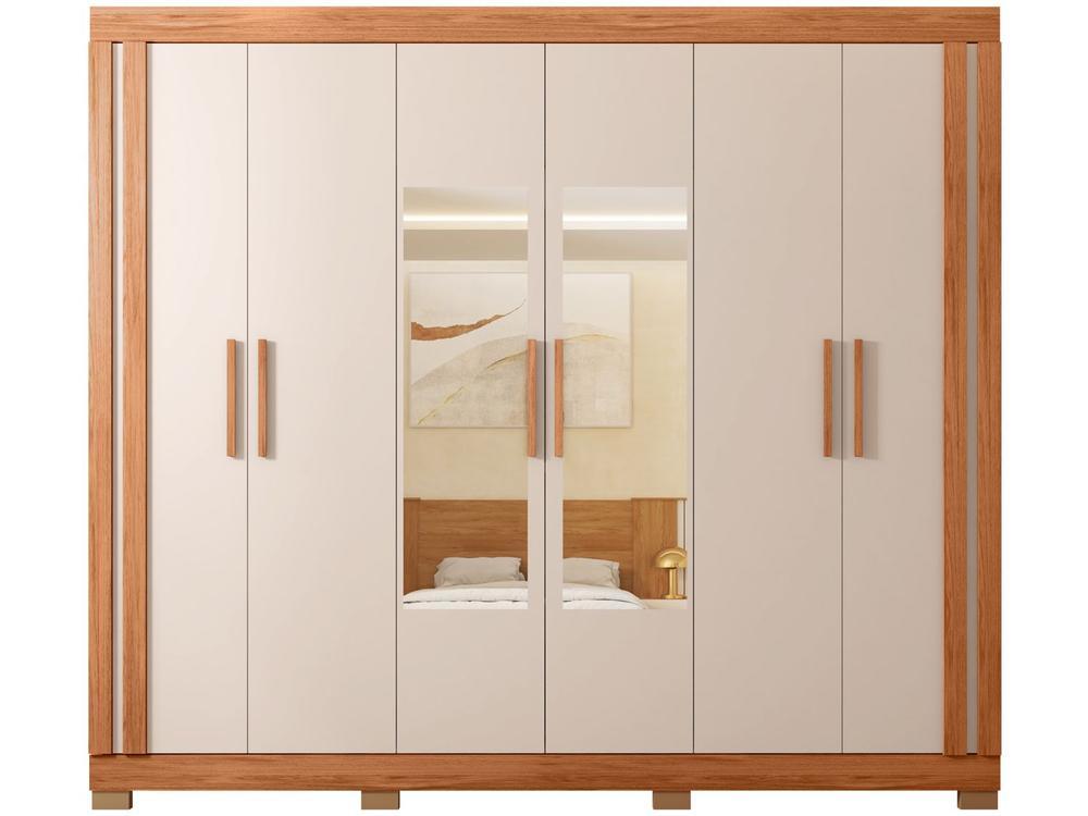 Guarda-roupa Casal com Espelho 4 Gavetas 6 Portas Caemmun Éden - 7