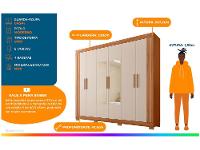 Guarda-roupa Casal com Espelho 4 Gavetas 6 Portas Caemmun Éden - 2