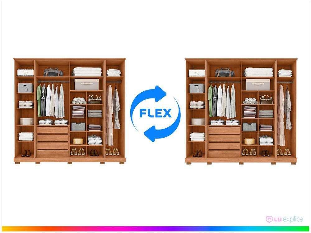 Guarda-roupa Casal 4 Gavetas 6 Portas Caemmun Mestre - 2