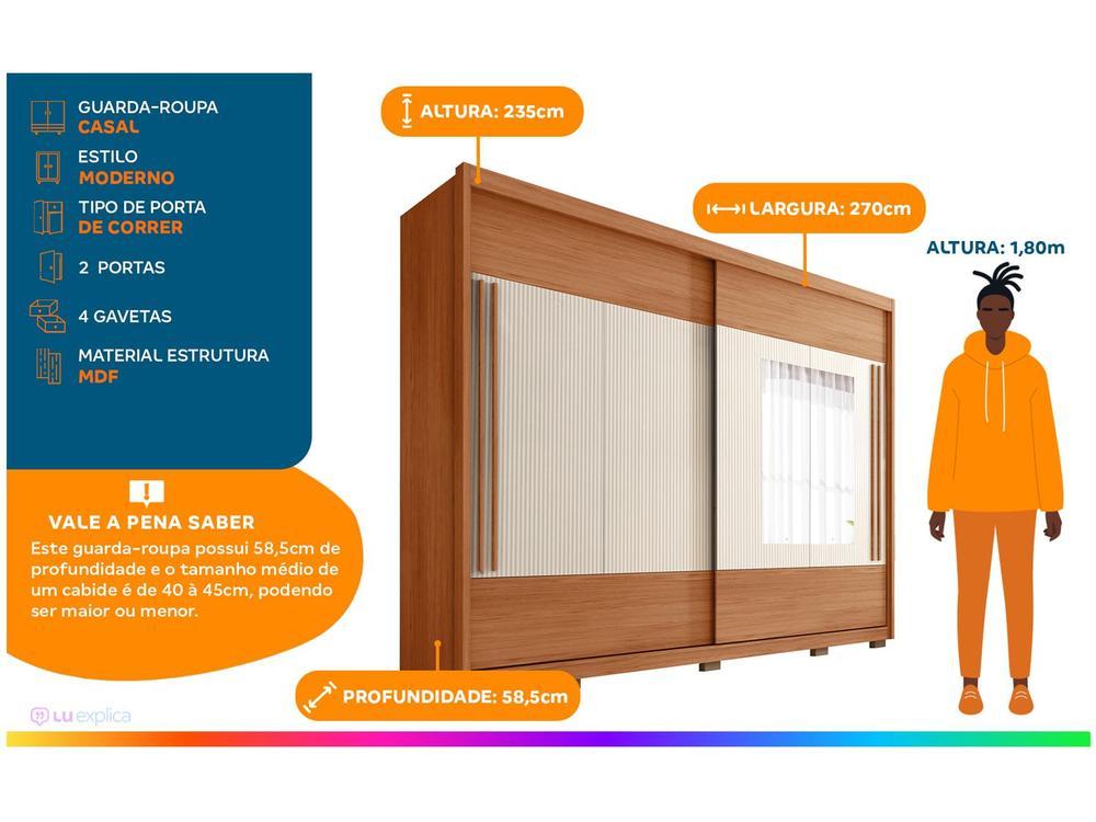 Guarda-roupa Casal com Espelho 4 Gavetas 2 Portas de Correr Caemmun Coliseu - 2