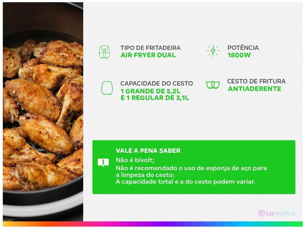 Fritadeira sem Óleo Airfryer Arno Dual 8,3L Inox Digital 1800W AFD2 - 2