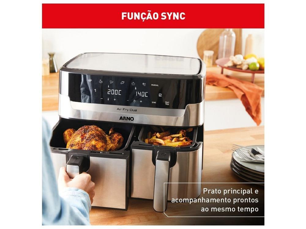 Fritadeira sem Óleo Airfryer Arno Dual 8,3L Inox Digital 1800W AFD2 - 5