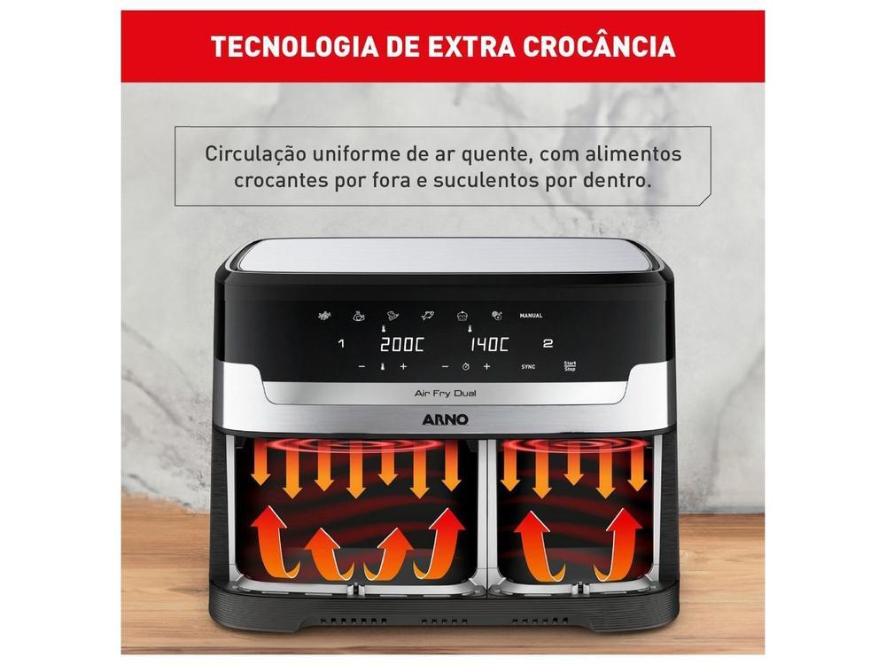 Fritadeira sem Óleo Airfryer Arno Dual 8,3L Inox Digital 1800W AFD2 - 9