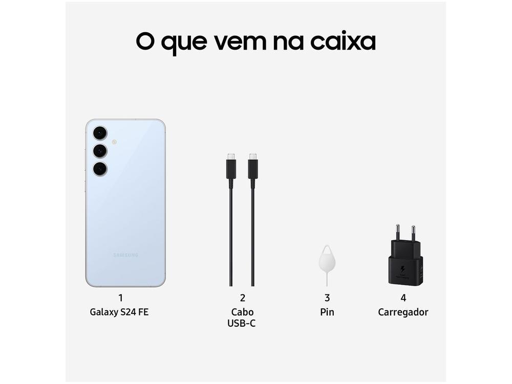 Smartphone Samsung Galaxy S24 FE 128GB Azul 5G 8GB RAM 6,7" Câm. Tripla + Selfie 10MP - 8