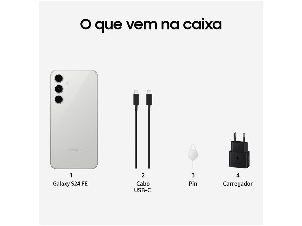 Smartphone Samsung Galaxy S24 FE 128GB Cinza 5G 8GB RAM 6,7" Câm. Tripla + Selfie 10MP - 8