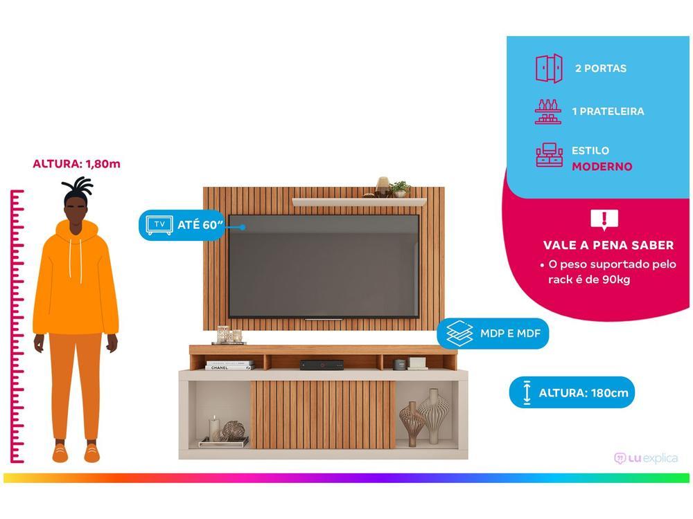 Rack para TV até 60” com Painel 2 Portas Caemmun New Oscar - 2