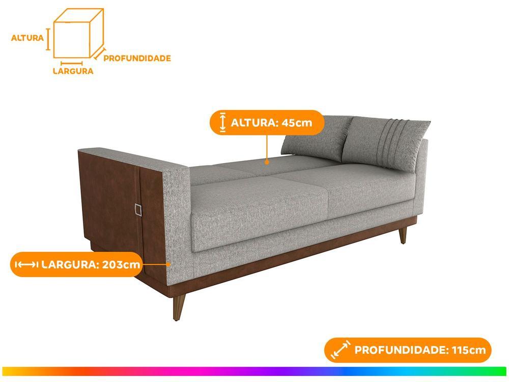 Sofá-cama 3 Lugares Casal Reclinável Facto e Linho Matrix Esther - 5