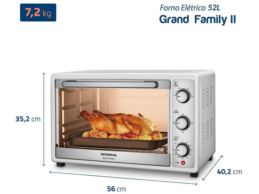 Forno Elétrico de Bancada Mondial Multifuncional 52L Branco e Prata Grand Family II FRN-52-W - 8