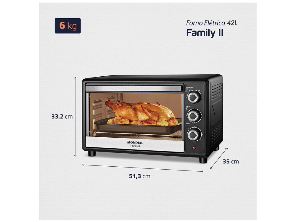 Forno Elétrico de Bancada Mondial Multifuncional 42L Preto e Prata Grand Family II FRN-42-B - 7