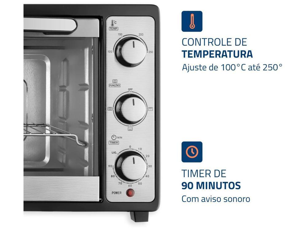 Forno Elétrico de Bancada Mondial Multifuncional 52L Preto e Prata Grand Family II FRN-52-B - 5