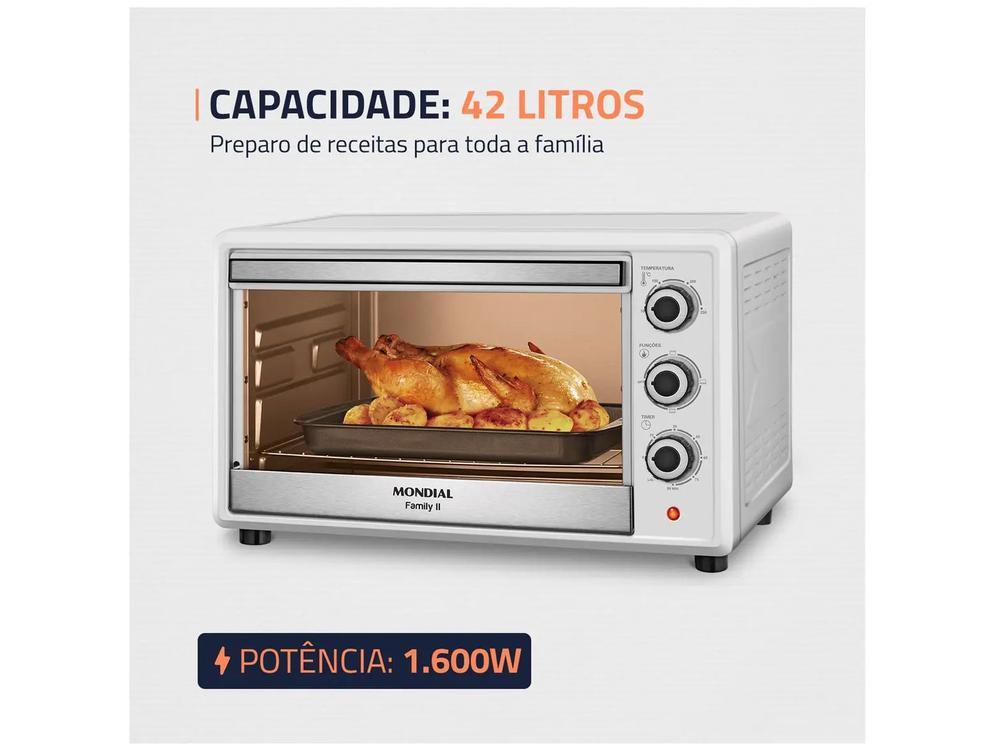 Forno Elétrico de Bancada Mondial Multifuncional 42L Branco e Prata Grand Family II FRN-42-W - 3
