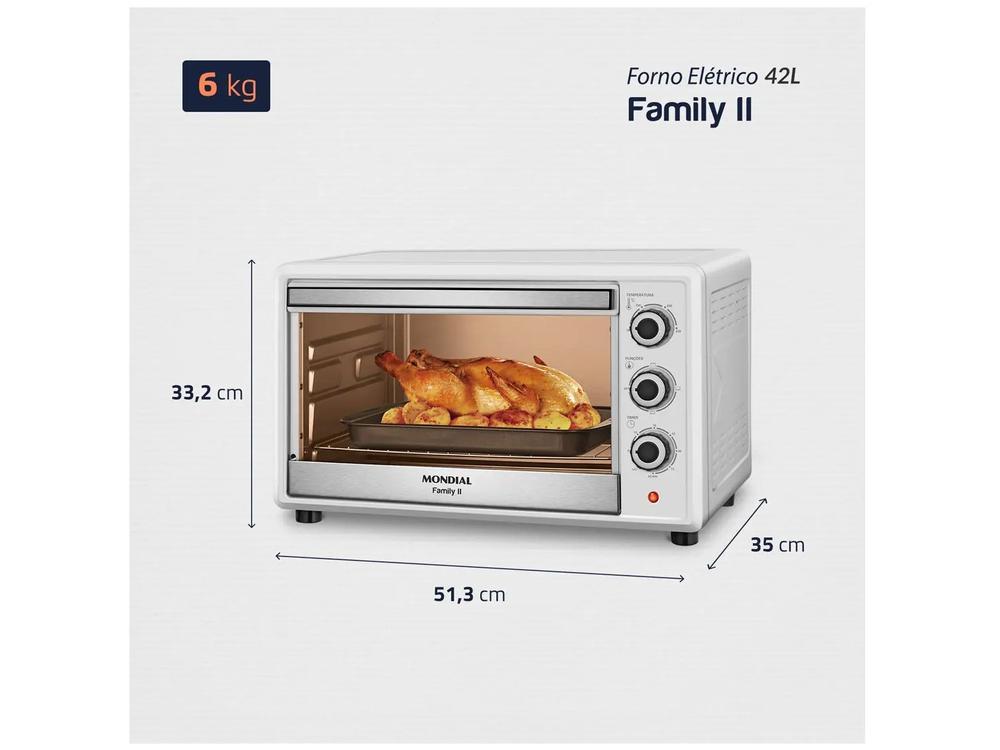 Forno Elétrico de Bancada Mondial Multifuncional 42L Branco e Prata Grand Family II FRN-42-W - 7