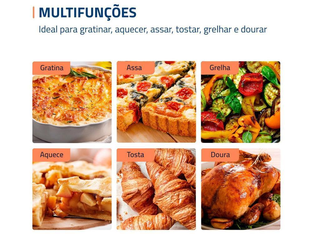 Forno Elétrico de Bancada Mondial Multifuncional 52L Preto e Prata Grand Family II FRN-52-B - 4