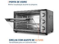 Forno Elétrico de Bancada Mondial Multifuncional 52L Preto e Prata Grand Family II FRN-52-B - 7