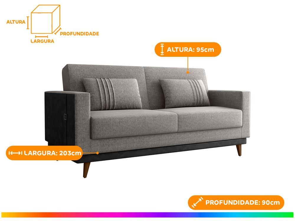 Sofá-cama 3 Lugares Casal Reclinável Facto e Linho Matrix Esther - 4