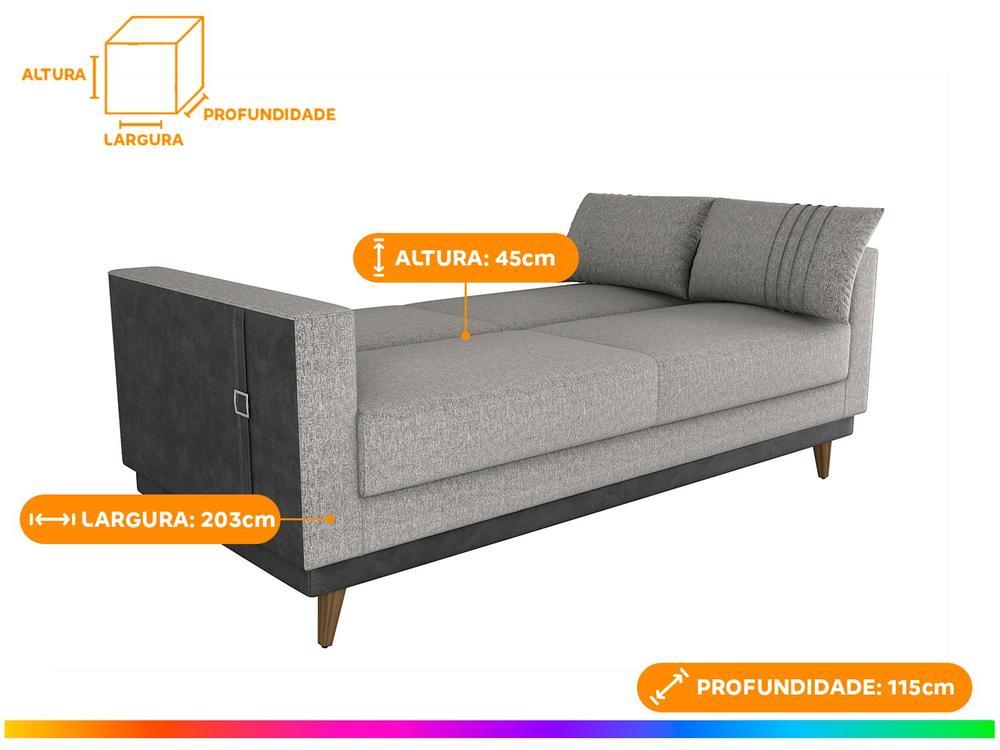 Sofá-cama 3 Lugares Casal Reclinável Facto e Linho Matrix Esther - 5