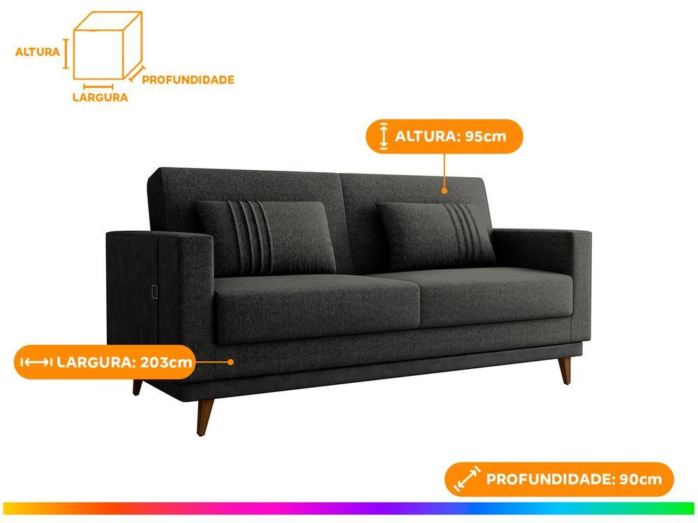 Sofá-cama 3 Lugares Casal Reclinável Facto e Linho Matrix Esther - 4