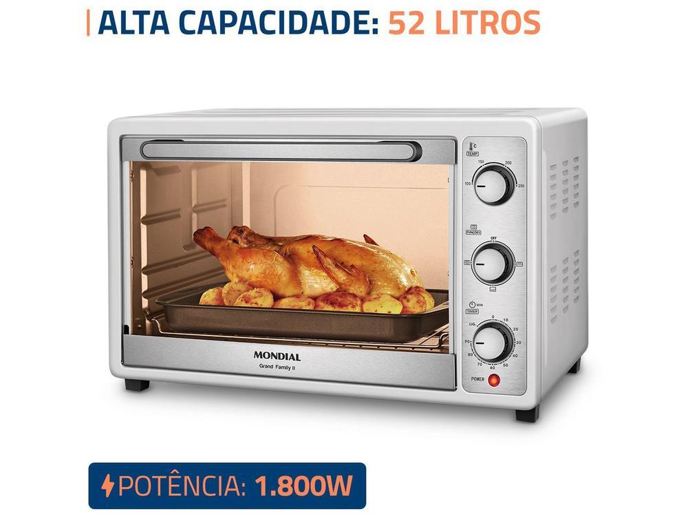 Forno Elétrico de Bancada Mondial Multifuncional 52L Branco e Prata Grand Family II FRN-52-W - 3