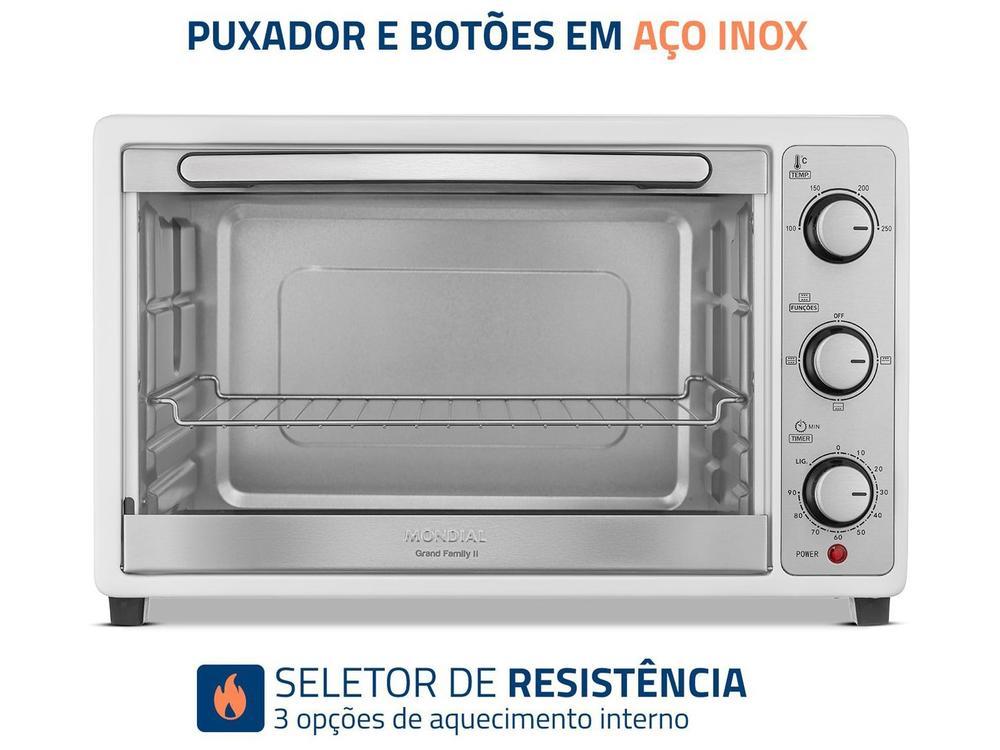 Forno Elétrico de Bancada Mondial Multifuncional 52L Branco e Prata Grand Family II FRN-52-W - 6