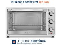 Forno Elétrico de Bancada Mondial Multifuncional 52L Branco e Prata Grand Family II FRN-52-W - 6