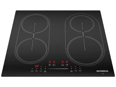 Cooktop 4 Bocas Indução Mondial Mesa de Vidro Preto Touch Timer Acendimento Automático CTI-03