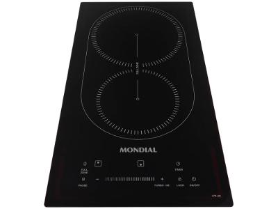 Cooktop 2 Bocas Indução Mondial Mesa de Vidro Timer Preto Touch Acendimento Automático CTI-02