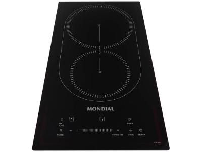 Cooktop 2 Bocas Indução Mondial Mesa de Vidro Timer Preto Touch Acendimento Automático CTI-02