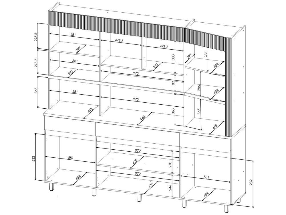 Armário de Cozinha Compacta Nesher Realeza com Balcão 100% MDF 6 Portas 3 Gavetas - 3