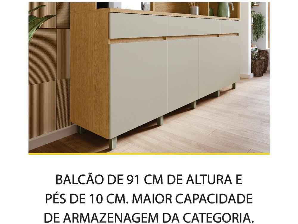 Armário de Cozinha Compacta Nesher Realeza com Balcão 100% MDF 6 Portas 3 Gavetas - 8