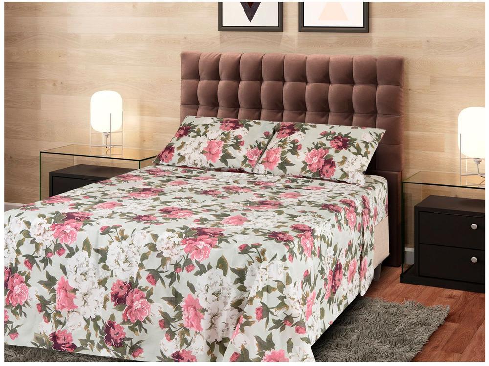 Jogo de Cama Casal de Poliéster Marcelino Têxtil 170 Fios Premier Provençal Branco e Rosa 4 Peças - 2