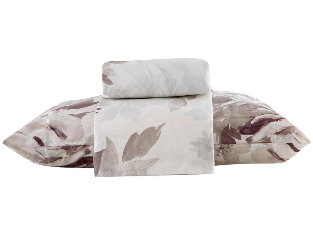 Jogo de Cama Solteiro de Poliéster Marcelino Têxtil 170 Fios Premier Clamart Cinza e Branco 3 Peças - 1