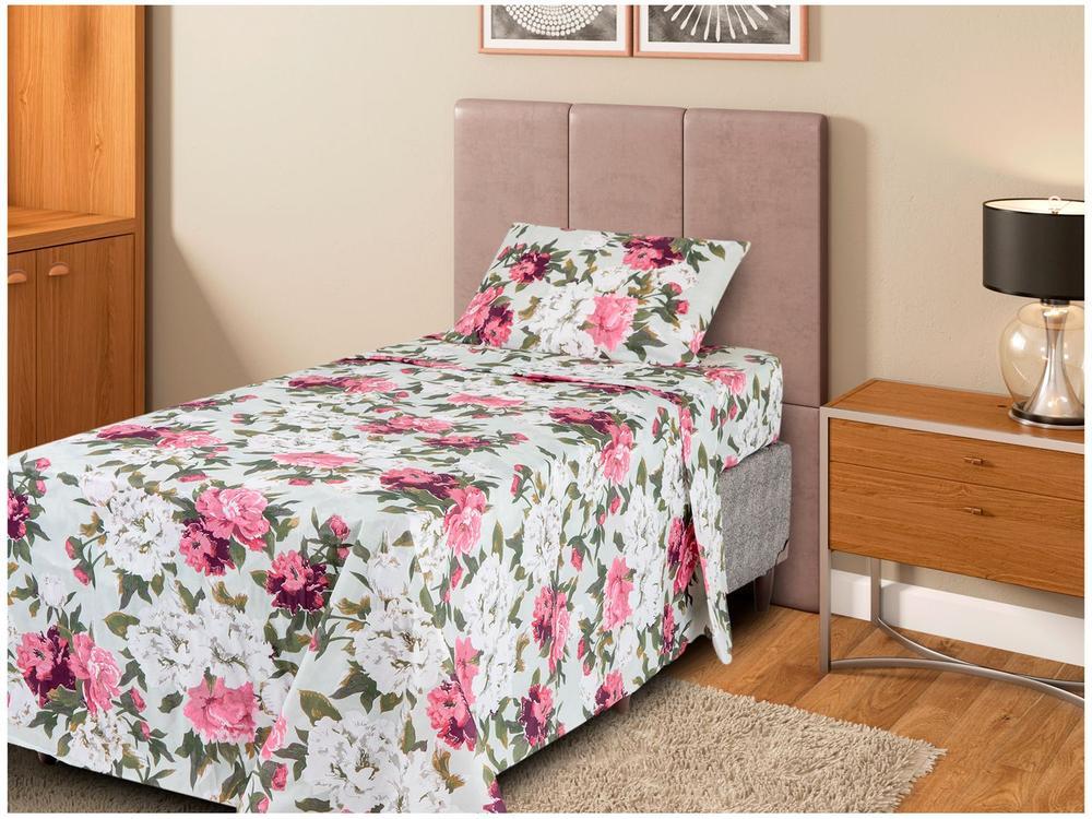 Jogo de Cama Solteiro de Poliéster Marcelino Têxtil 170 Fios Premier Provençal Branco e Rosa 3 Peças - 2