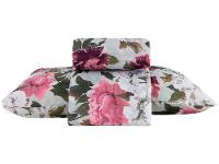 Jogo de Cama Solteiro de Poliéster Marcelino Têxtil 170 Fios Premier Provençal Branco e Rosa 3 Peças - 1