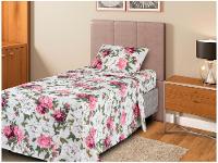 Jogo de Cama Solteiro de Poliéster Marcelino Têxtil 170 Fios Premier Provençal Branco e Rosa 3 Peças - 2