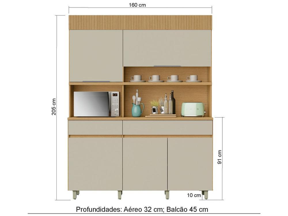 Armário de Cozinha Compacta Nesher Realeza com Balcão 100% MDF 5 Portas 2 Gavetas - 2